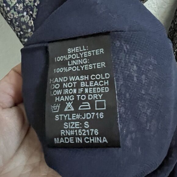 RESET by Jane Olivia Midi Dress Long Slv Floral Pinstripe Sz S Button Front - Picture 12 of 12